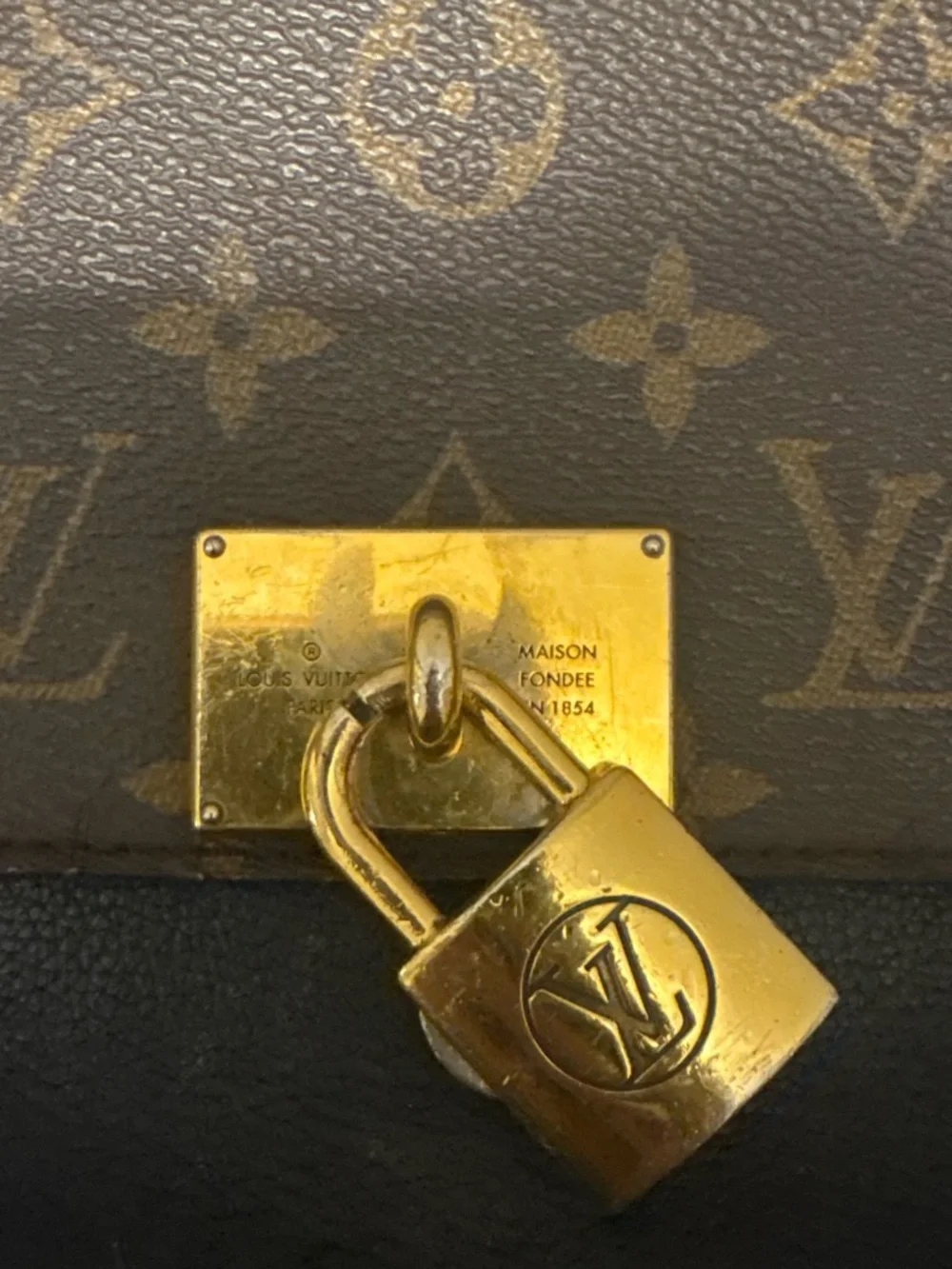Louis Vuitton Brown Monogram Satchel with Gold Hardware